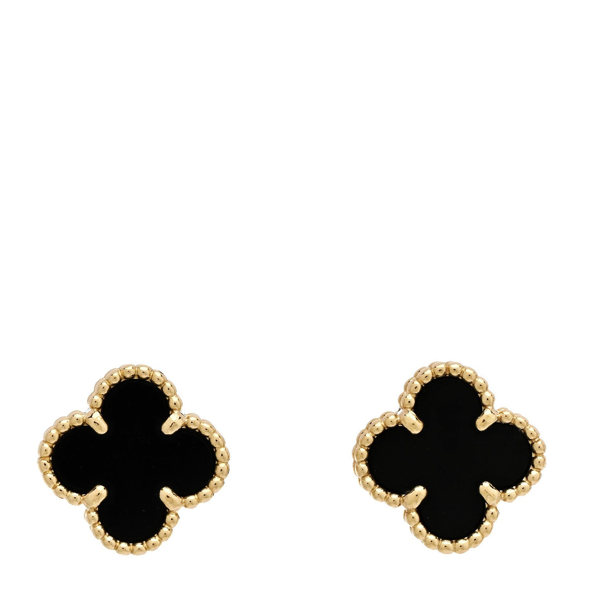 VAN CLEEF & ARPELS SWEET ALHAMBRA EARRINGS BLACK ONYX 18K YELLOW GOLD