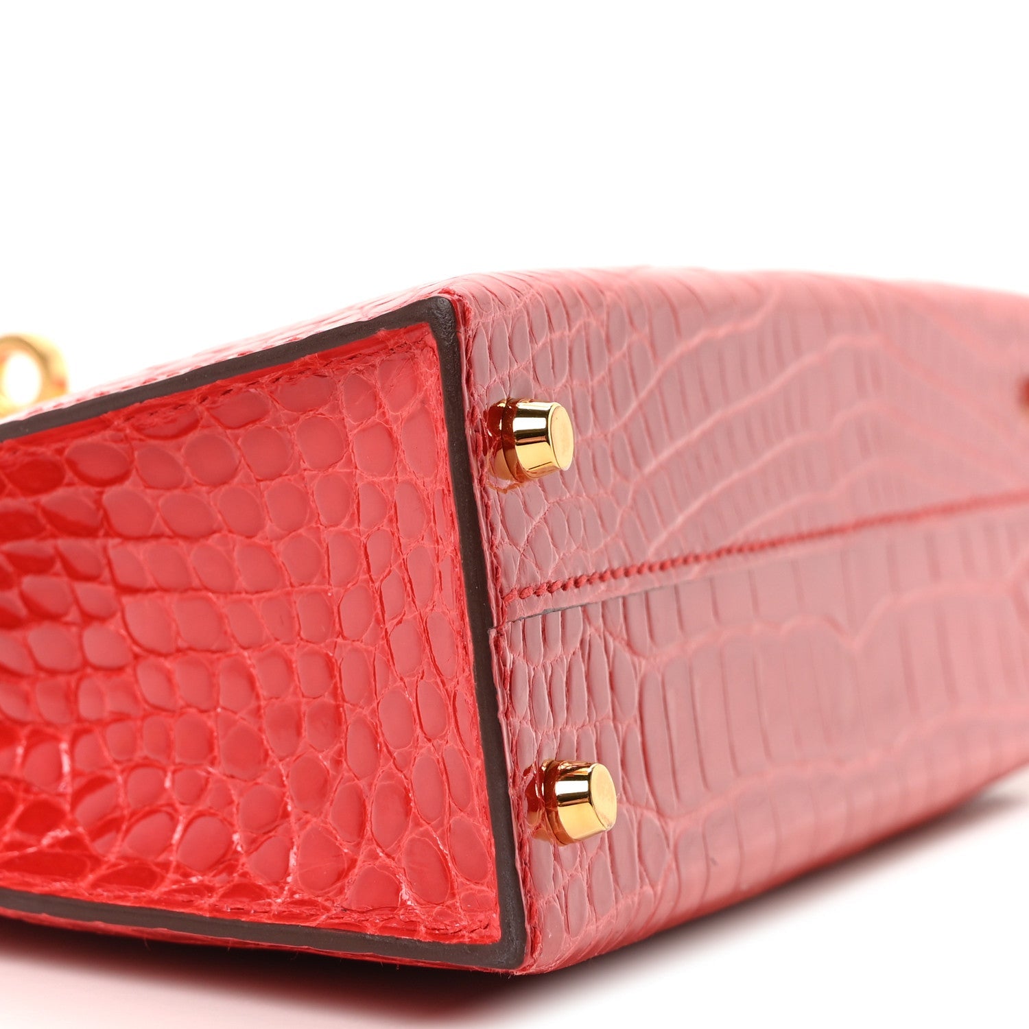 Hermes Mini Kelly 20 Sellier Rouge de Coeur Rose Mexico Shiny Alligator Gold Hardware