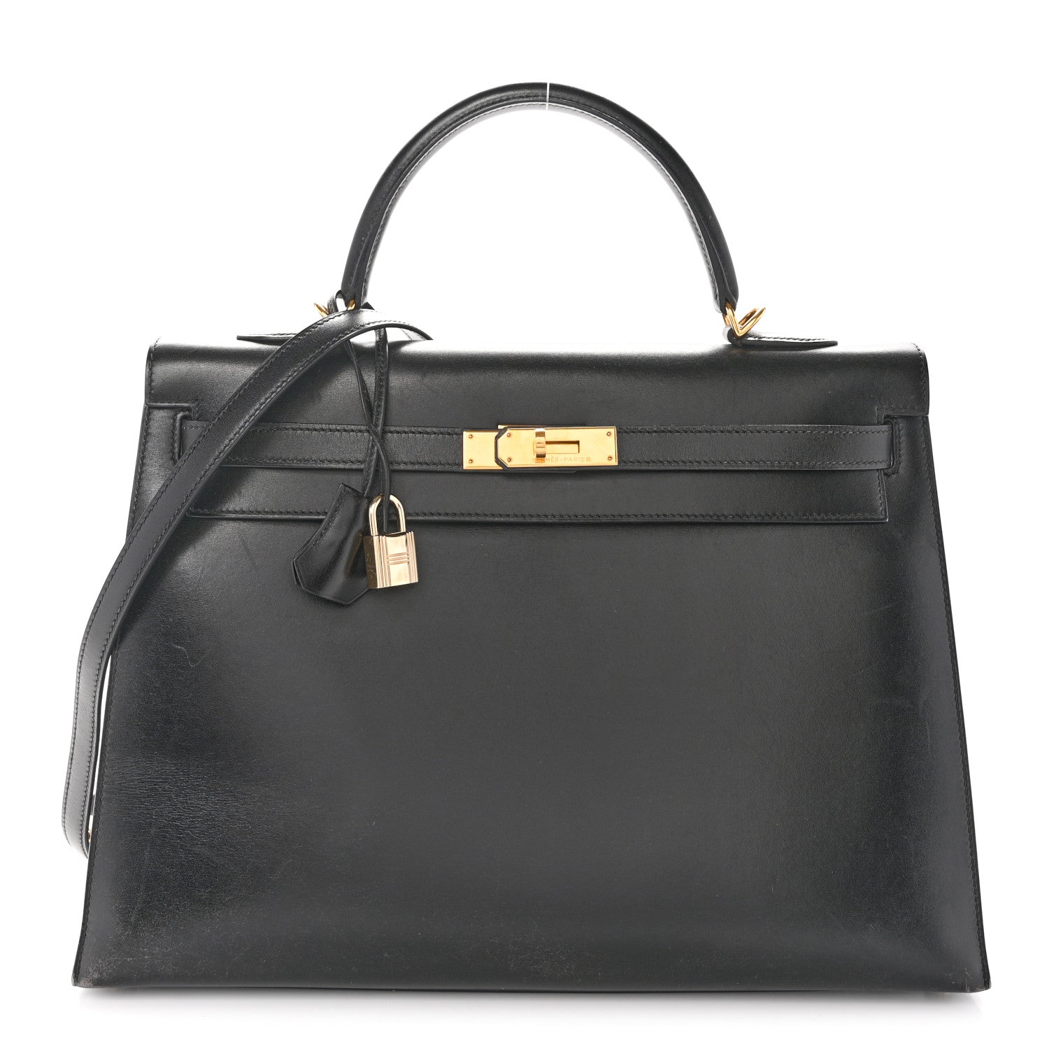 エルメス ケリー35 外縫い Black ボックス ゴールド金具 HERMES KELLY35 SELLIER BLACK BOX GOLD HARDWARE