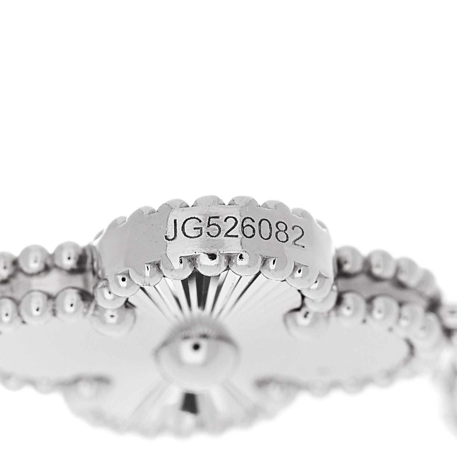 Van Cleef & Arpels 18K White Gold 5-Motif Guilloche Vintage Alhambra Bracelet