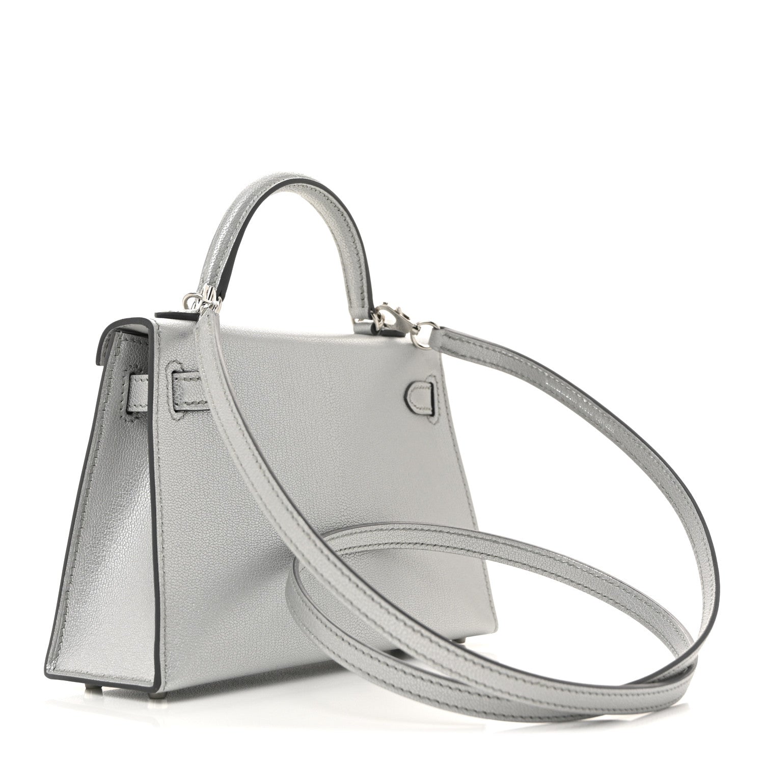Hermès Mini Kelly 20 Sellier Argent Chevre Silver Hardware