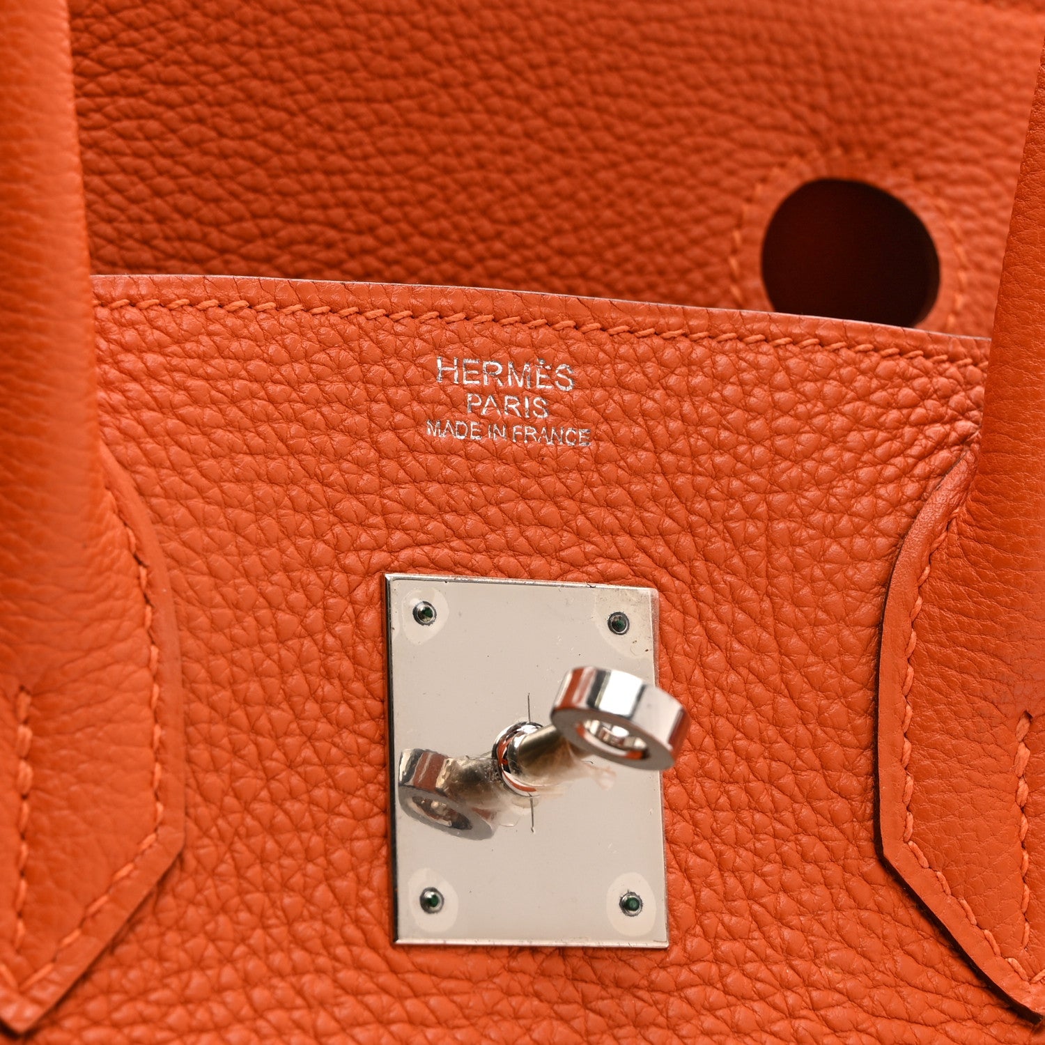 HERMES BIRKIN 30 ORANGE TOGO SILVER HARDWARE