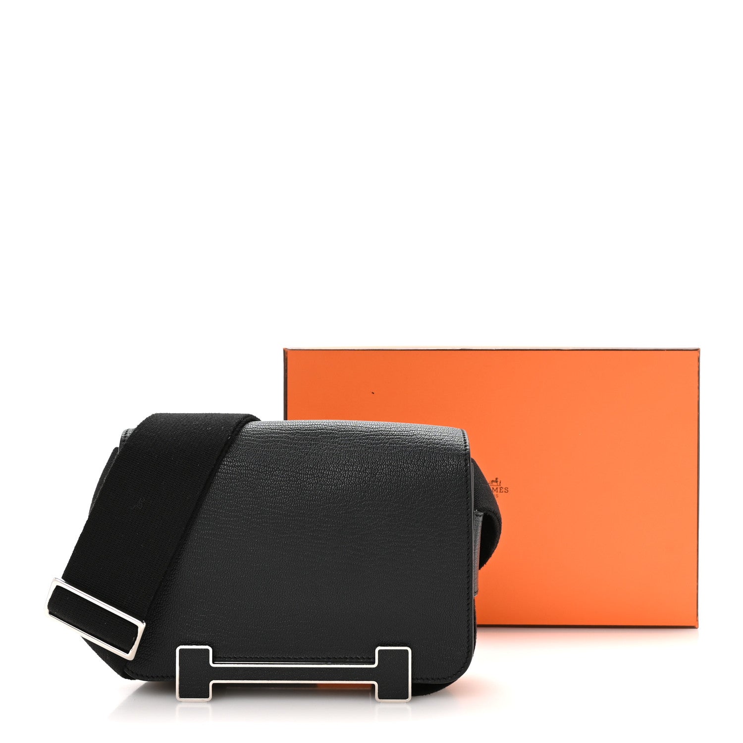 HERMES GETA BLACK CHEVRE MYSORE SILVER HARDWARE