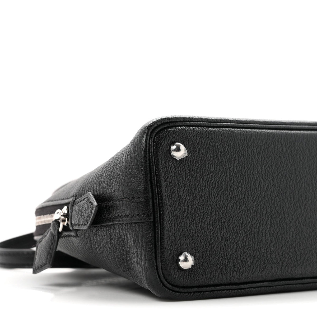 Hermès Mini Bolide 1923 Black Chèvre Mysore Silver Hardware