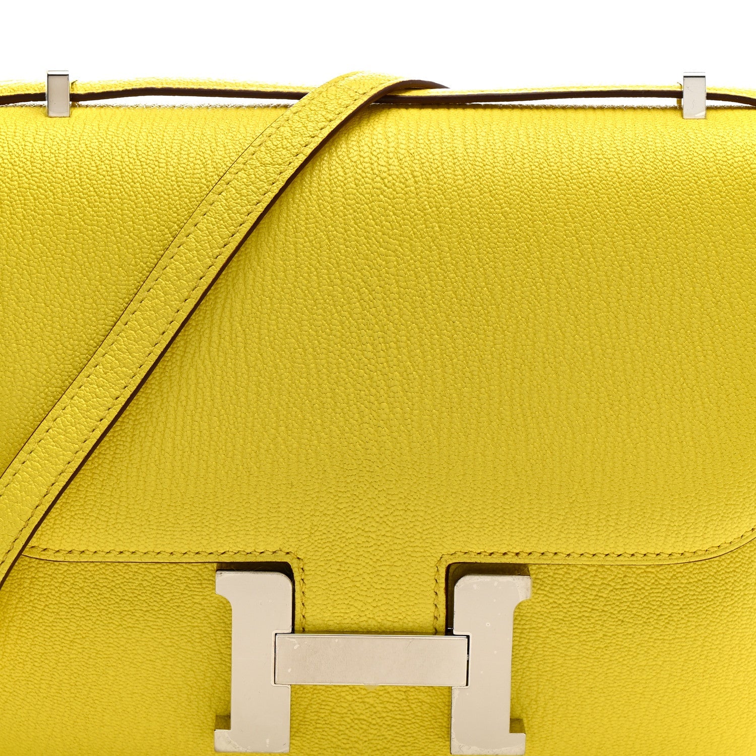 HERMES MINI CONSTANCE 18 JAUNE CITRON CHEVRE CHAMKILA SILVER HARDWARE