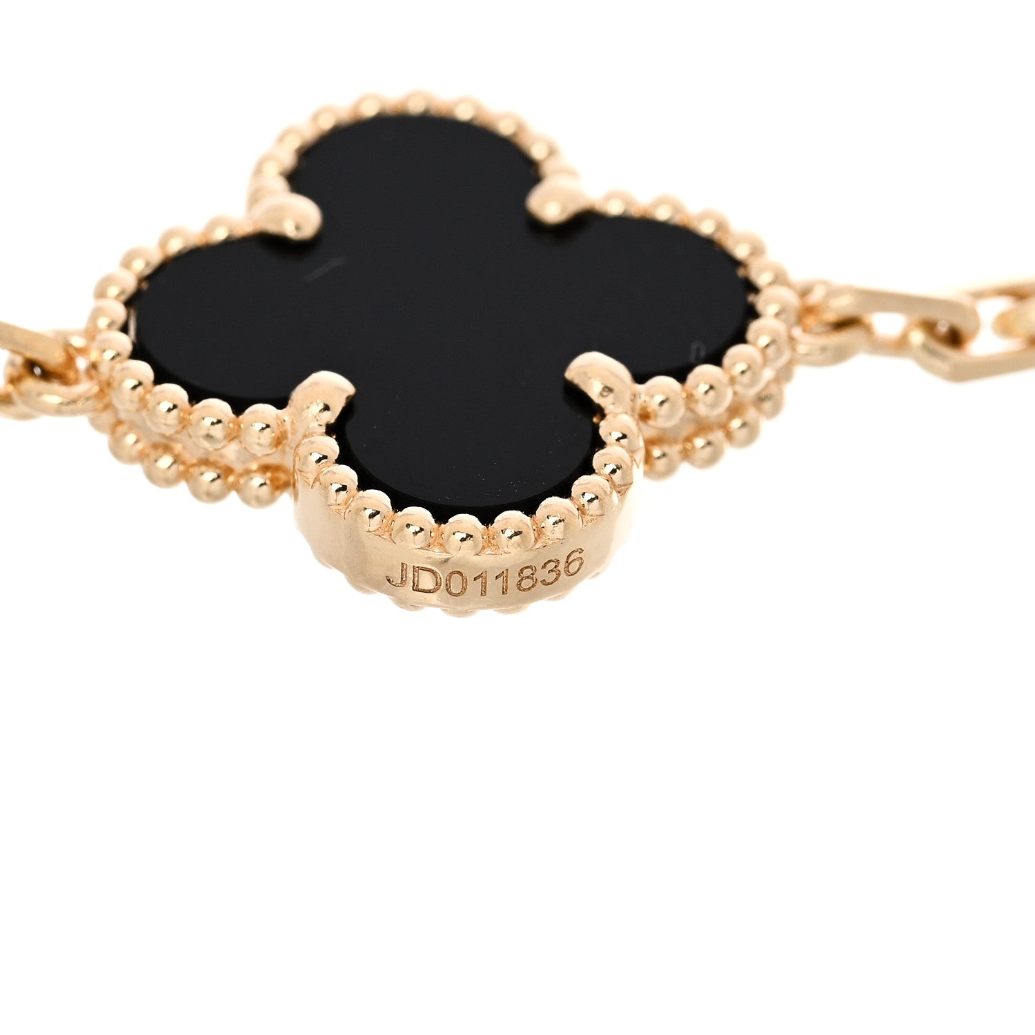 Van Cleef & Arpels 18K Yellow Gold Black Onyx 5 Motif Vintage Alhambra Bracelet