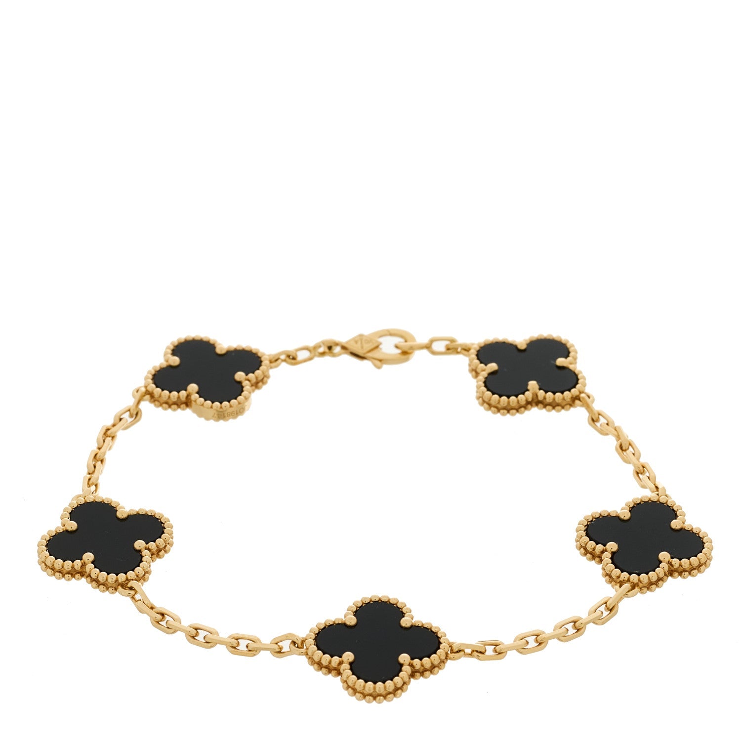 ヴァンクリーフ&アーペル ヴィンテージアルハンブラ 5モチーフ ブレスレット ブラックオニキス 18K イエローゴールド VAN CLEEF & ARPELS VINTAGE ALHAMBRA 5 MOTIFS BRACELET BLACK ONYX 18K YELLOW GOLD