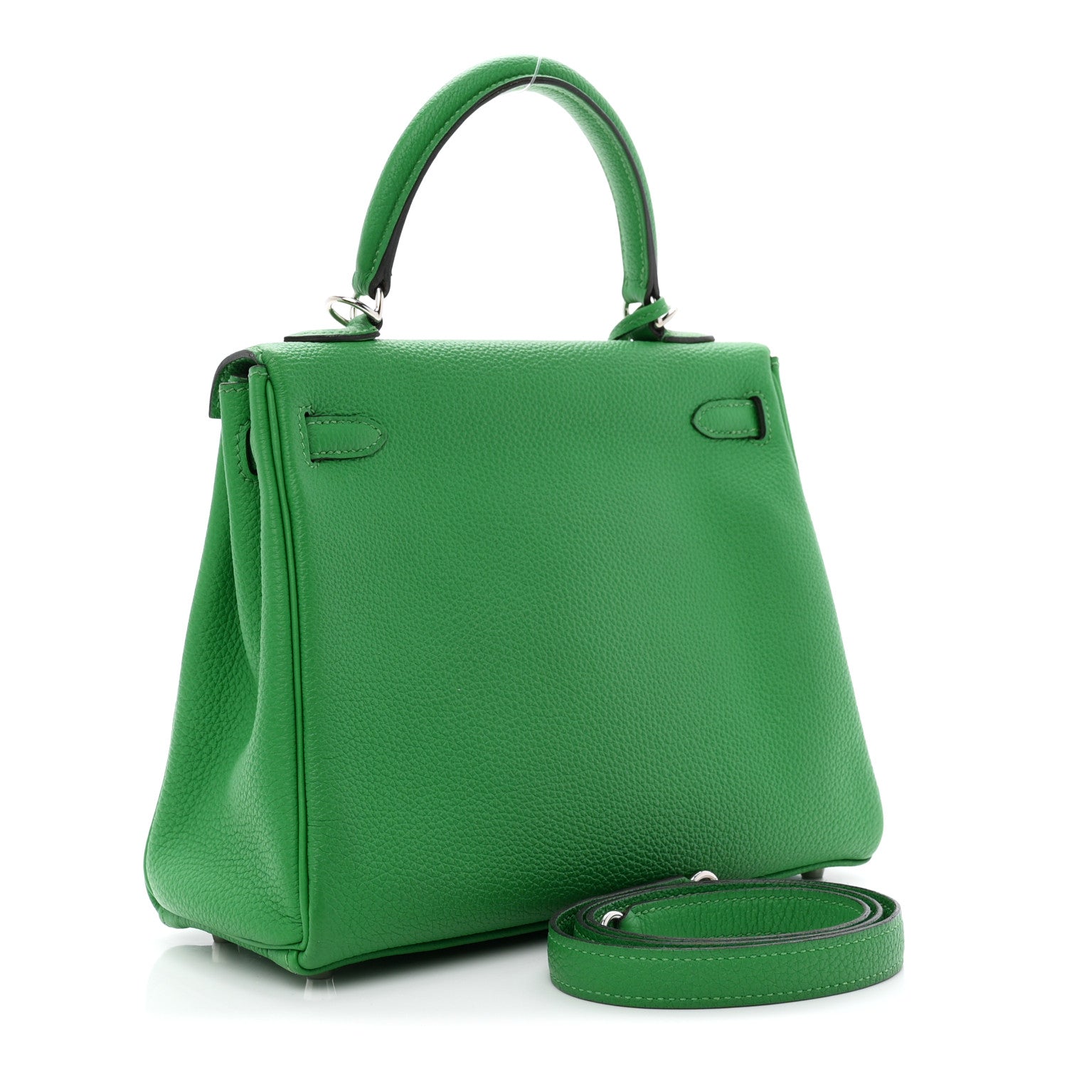 HERMES KELLY 25 SELLIER BAMBOU TOGO SILVER HARDWARE