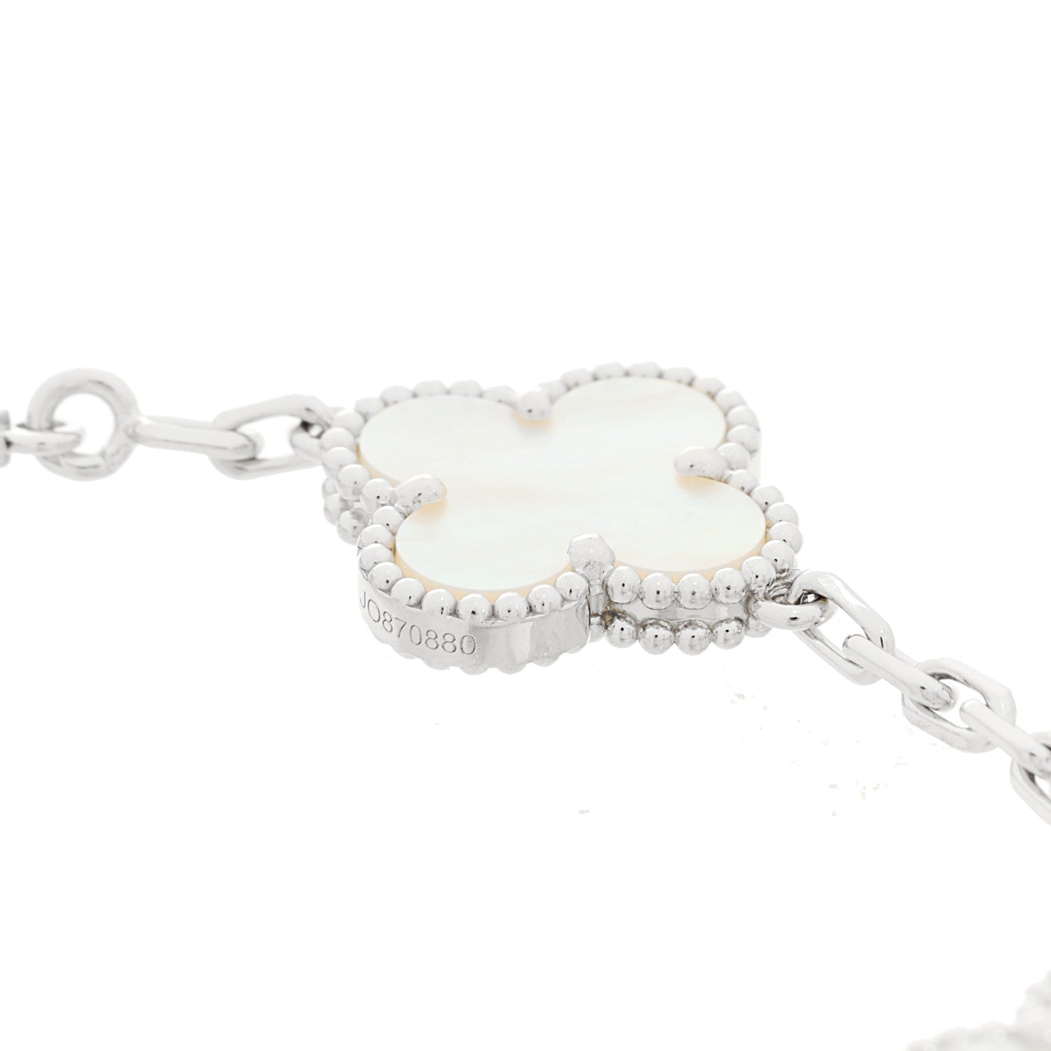 Van Cleef & Arpels 18K White Gold Mother-of-Pearl 5-Motif Vintage Alhambra Bracelet