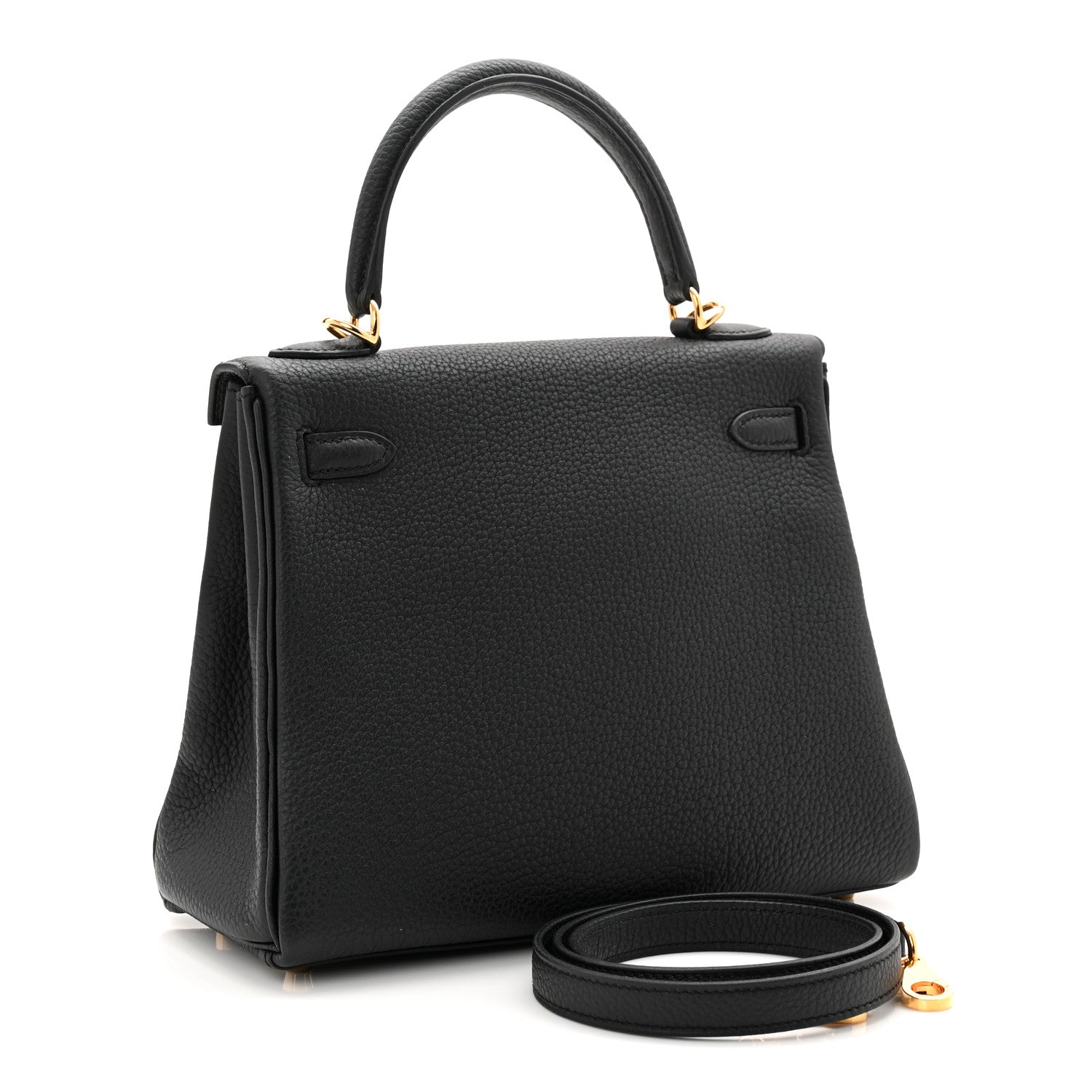 HERMES KELLY 25 RETOURNE BLACK TOGO GOLD HARDWARE