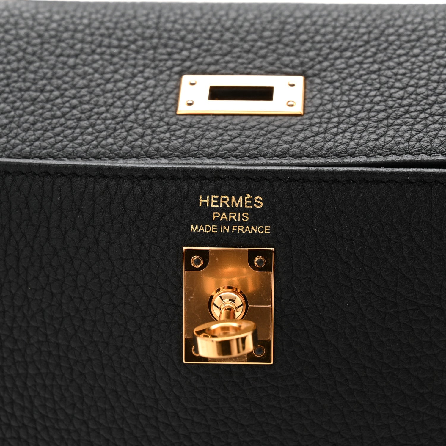 HERMES KELLY 25 RETOURNE BLACK TOGO GOLD HARDWARE