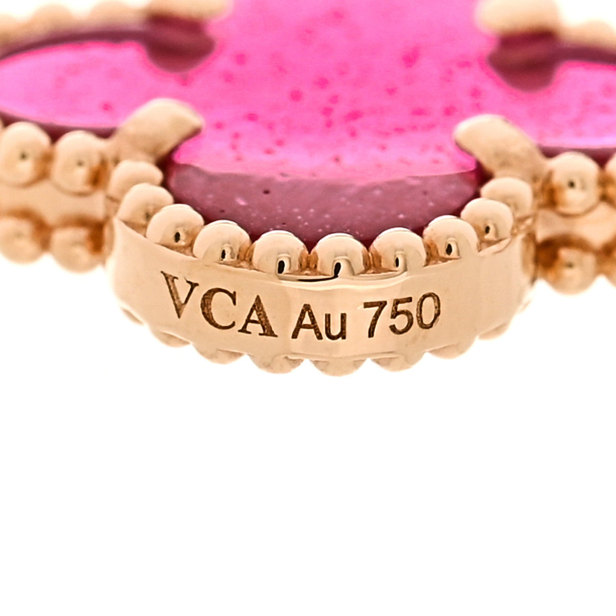 Van Cleef & Arpels Vintage Alhambra 5 Motifs Bracelet Pink Enamel 18K Yellow Gold