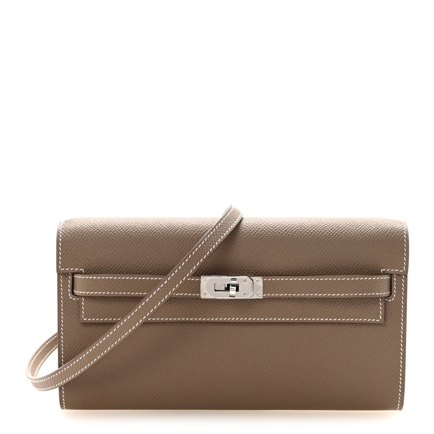 HERMES Kelly To Go Wallet Etoupe Epsom Silver Hardware