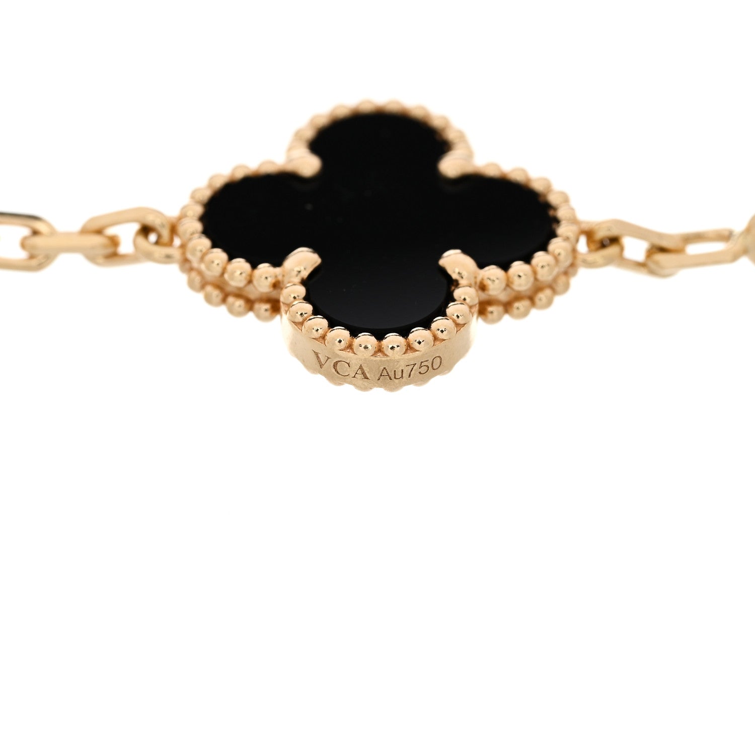 Van Cleef & Arpels 18K Yellow Gold Black Onyx 5 Motif Vintage Alhambra Bracelet