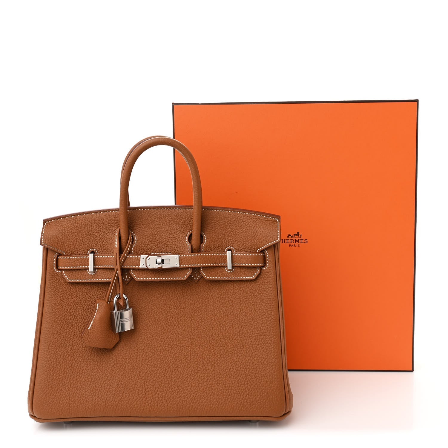 HERMES BIRKIN 25 GOLD TOGO SILVER HARDWARE