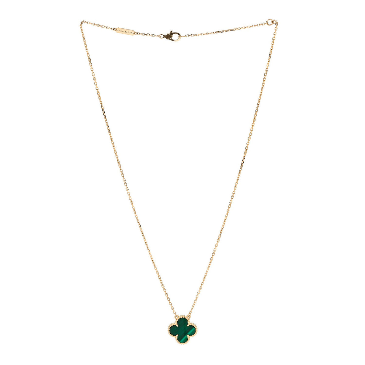 Van Cleef & Arpels Vintage Alhambra Pendant Necklace Malachite 18K Yellow Gold