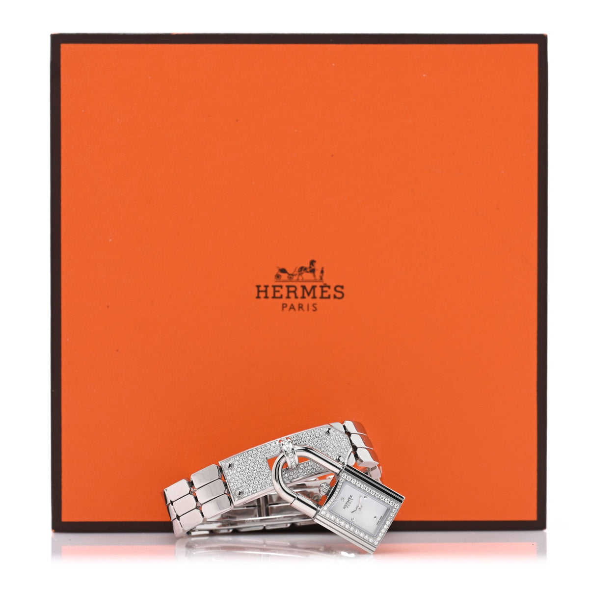 Hermes Kelly 16MM Quartz Watch Stainless Steel with Diamonds
