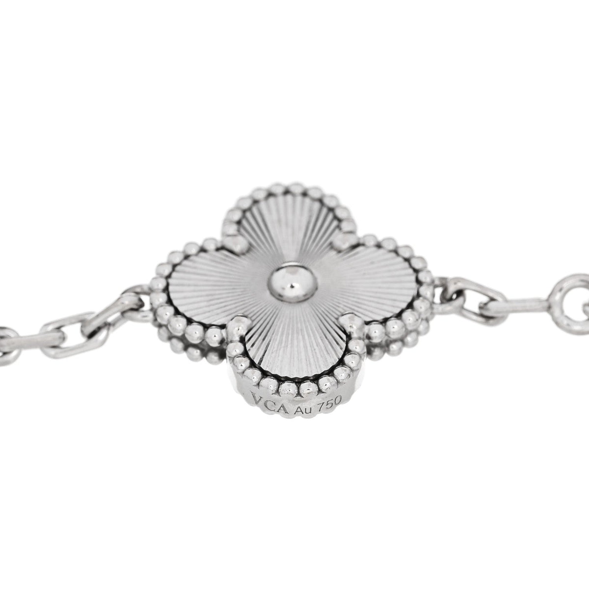 ヴァンクリーフ&アーペル ヴィンテージアルハンブラ 5モチーフ ブレスレット ギョーシェ 18K ホワイトゴールド VAN CLEEF & ARPELS VINTAGE ALHAMBRA 5 MOTIFS BRACELET GUILLOCHÉ 18K WHITE GOLD