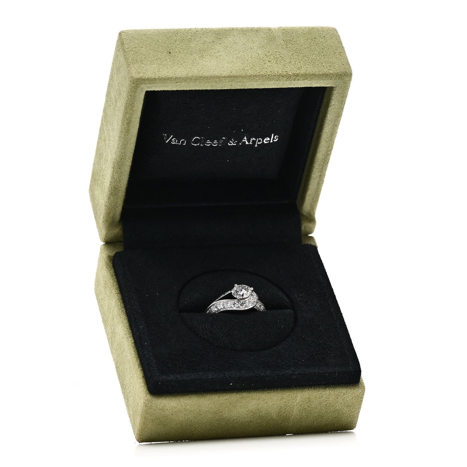 Van Cleef & Arpels Platinum Diamond 0.70 Carat Couture Solitaire Ring 48 4.5