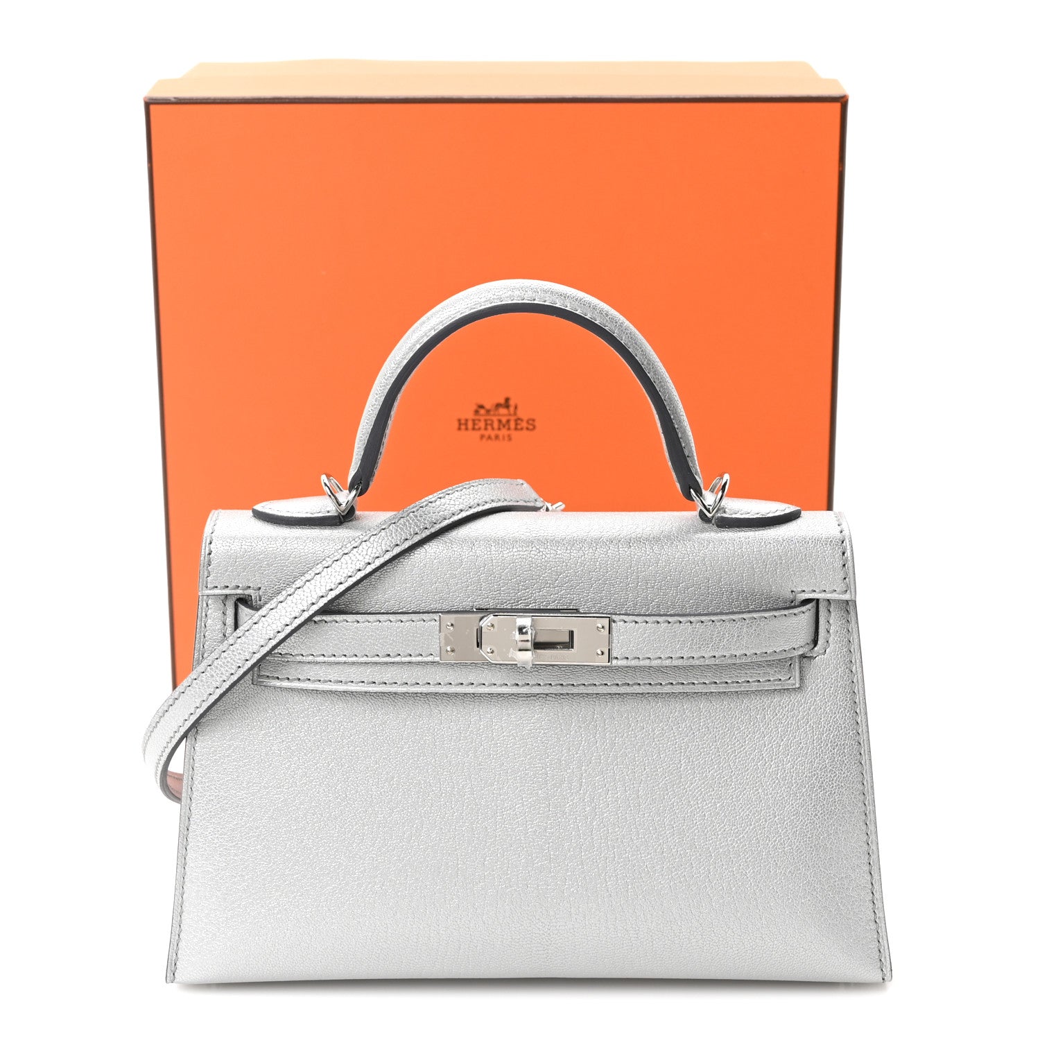 エルメス ミニケリー 20 外縫い Argent シェーブル シルバー金具 HERMES MINI KELLY 20 SELLIER ARGENT CHEVRE SILVER HARDWARE