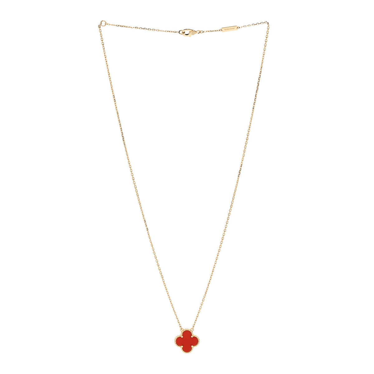 Van Cleef & Arpels Vintage Alhambra Pendant Necklace, Carnelian, 18K Yellow Gold
