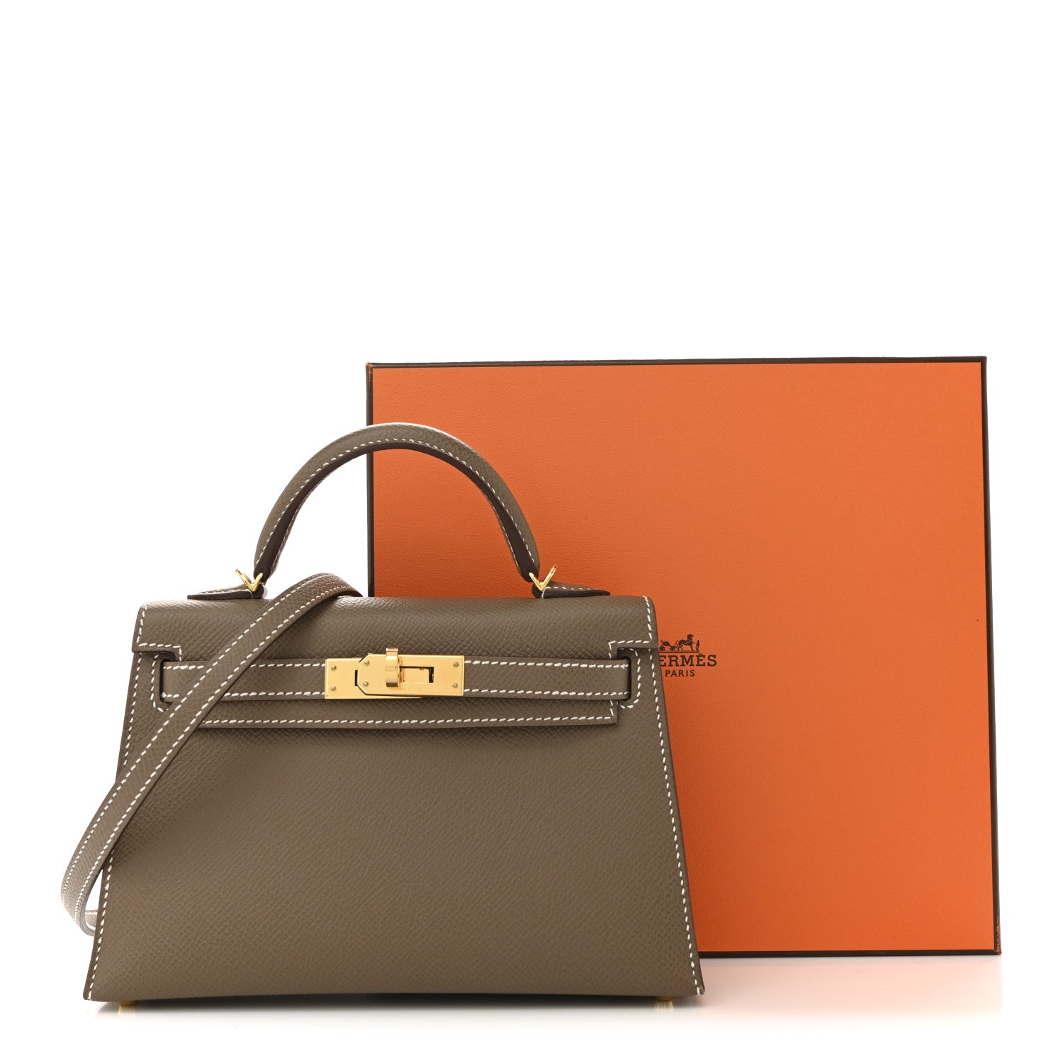 Hermès Mini Kelly 20 Sellier Etoupe Epsom Gold Hardware