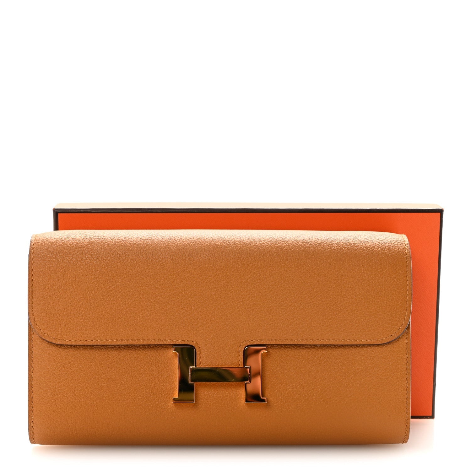 CONSTANCE TO GO WALLET CARAMEL EVERCOLOR GOLD HARDWARE