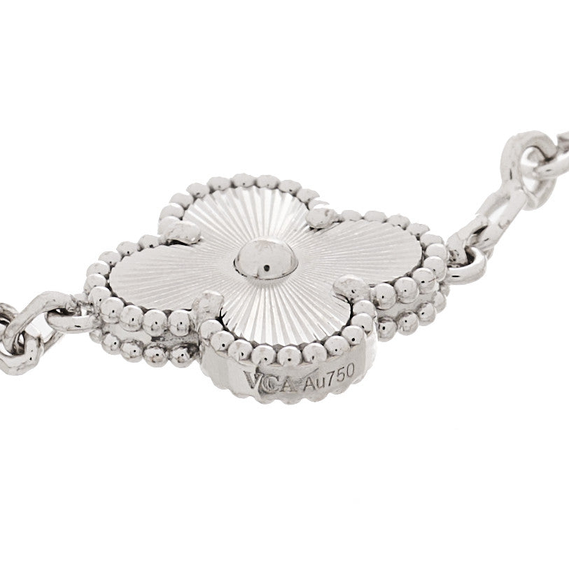 ヴァンクリーフ&アーペル ヴィンテージアルハンブラ 5モチーフ ブレスレット ギョーシェ 18K ホワイトゴールド VAN CLEEF & ARPELS VINTAGE ALHAMBRA 5 MOTIFS BRACELET GUILLOCHÉ 18K WHITE GOLD