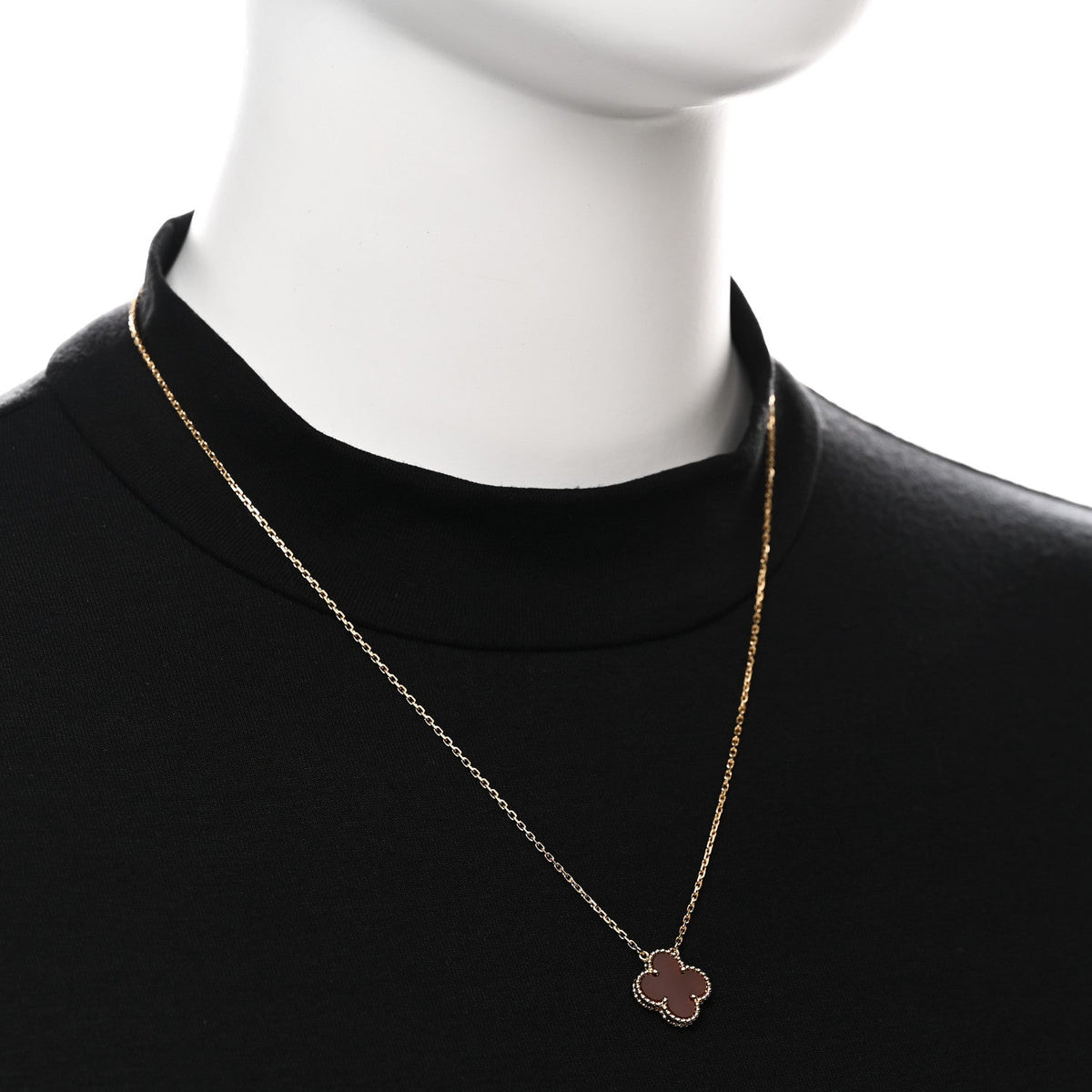 Van Cleef & Arpels Vintage Alhambra Pendant Necklace, Carnelian, 18K Yellow Gold