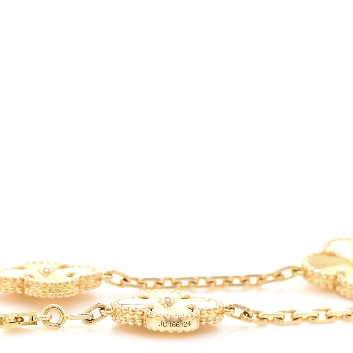VAN CLEEF & ARPELS VINTAGE ALHAMBRA 10 MOTIFS NECKLACE GUILLOCHÉ 18K YELLOW GOLD