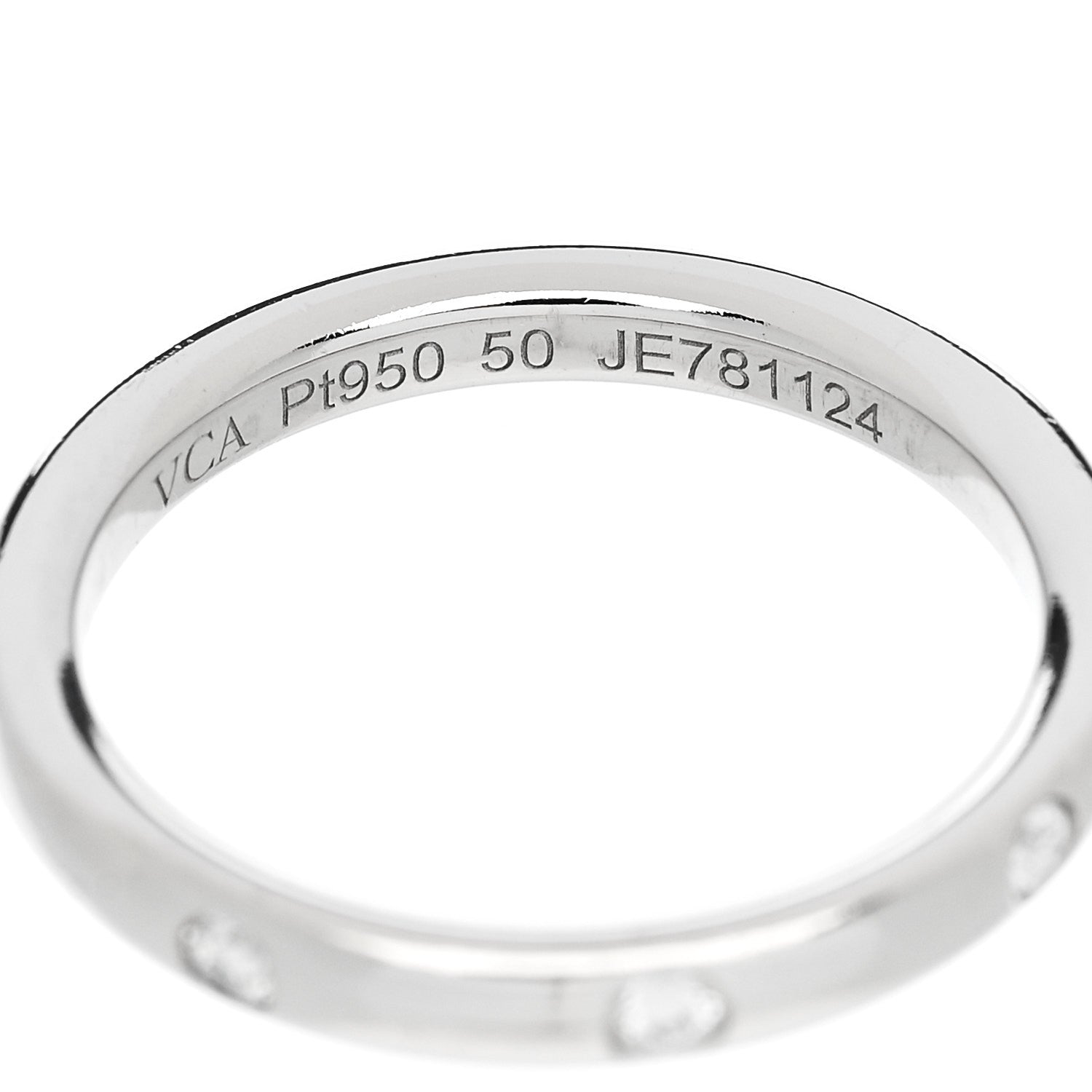 Van Cleef & Arpels Platinum Diamond Tendleman Etoile Wedding Band Ring, 50, 5.25