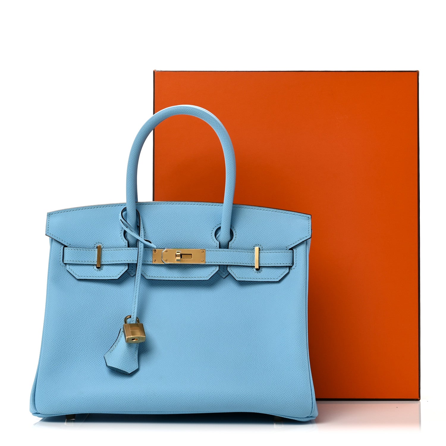 HERMES BIRKIN 30 CELESTE EPSOM GOLD HARDWARE