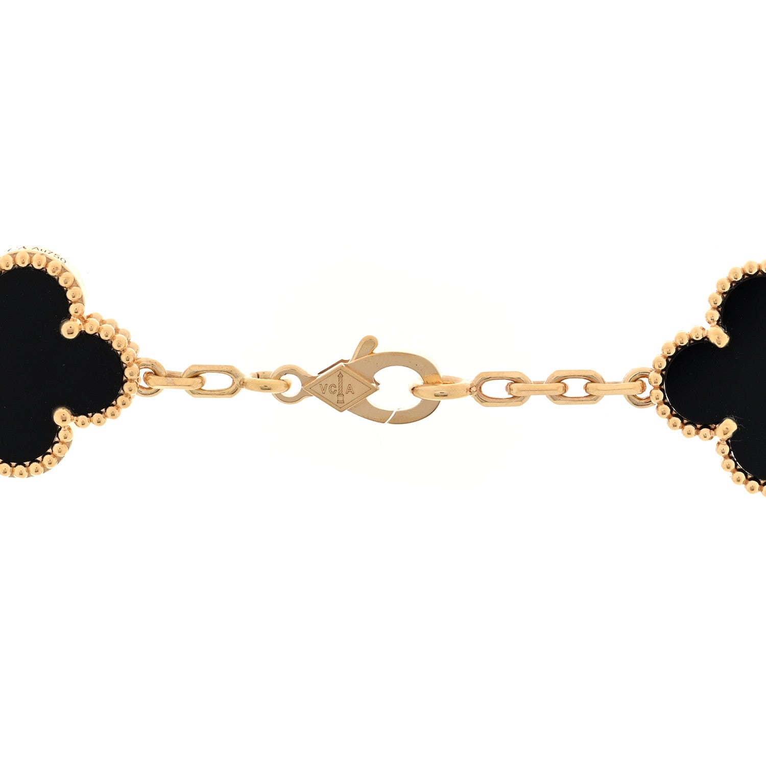 Van Cleef & Arpels 18K Yellow Gold Black Onyx 10 Motif Vintage Alhambra Necklace