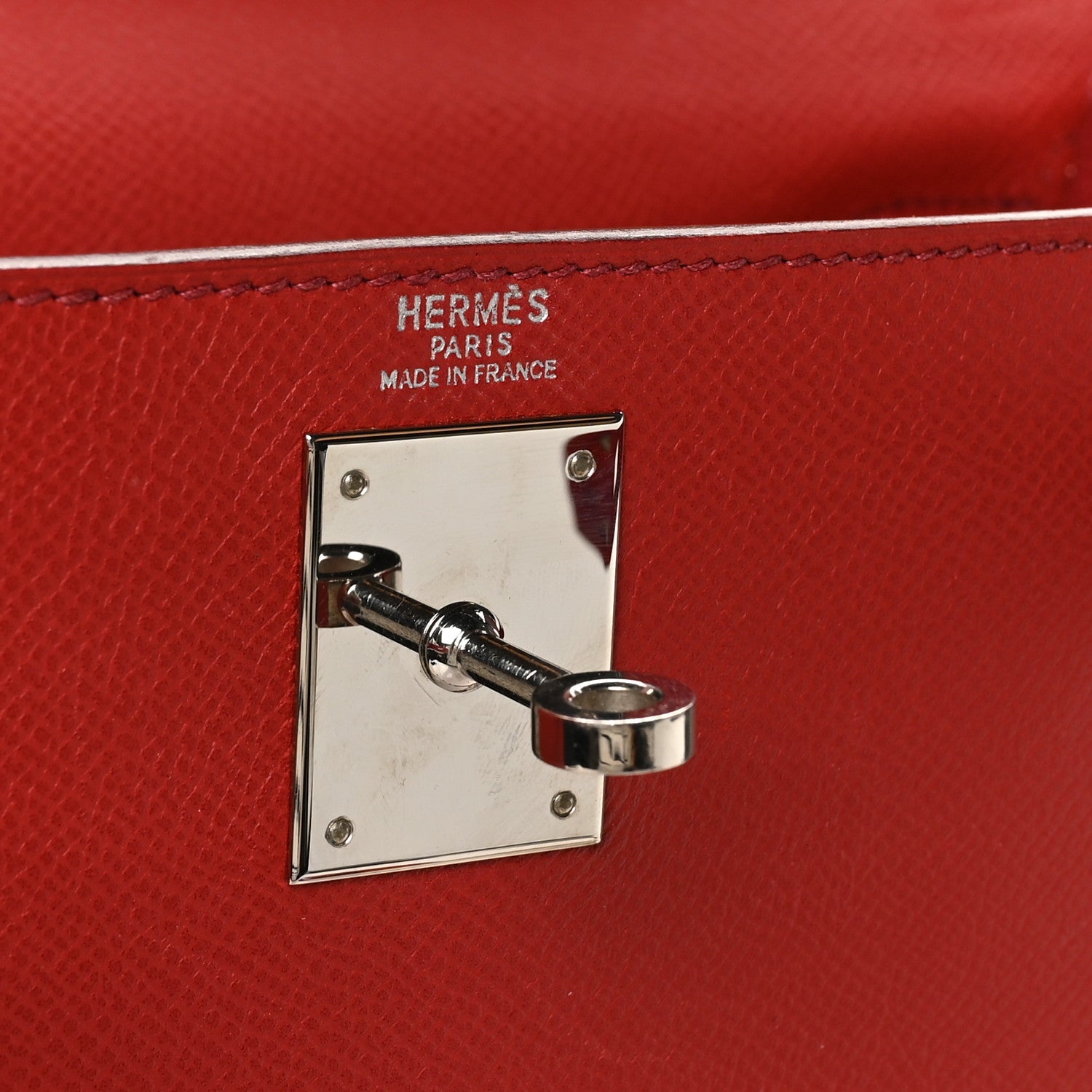 HERMES KELLY 28 SELLIER ROUGE CASAQUE EPSOM SILVER HARDWARE