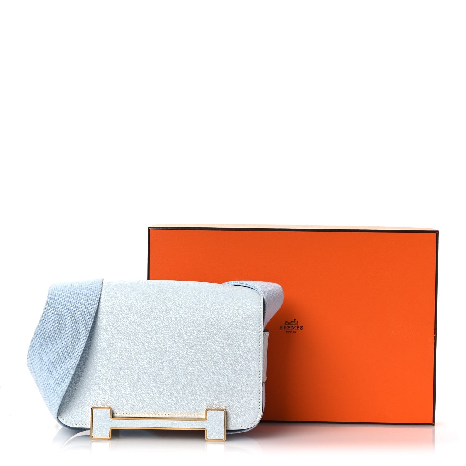 HERMES GETA VERSO BLEU BRUME NATA CHEVRE MYSORE GOLD HARDWARE