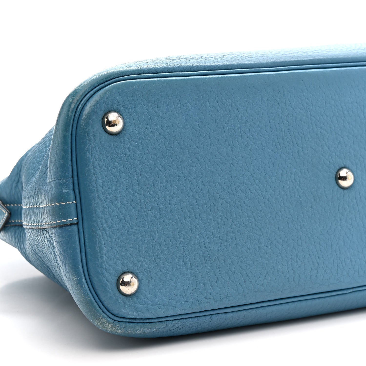 HERMES BOLIDE 35 BLEU JEAN TAURILLON CLEMENCE SILVER HARDWARE