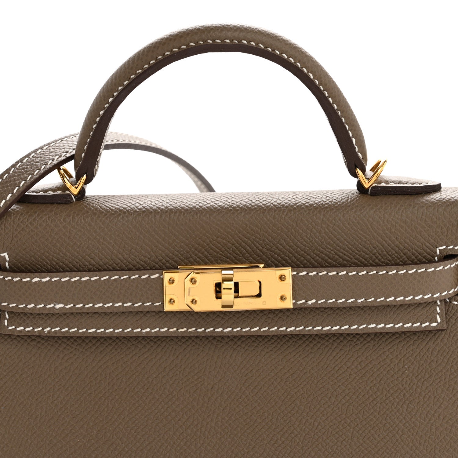 エルメス ミニケリー 20 外縫い Etoupe エプソン ゴールド金具 HERMES MINI KELLY 20 SELLIER ETOUPE EPSOM GOLD HARDWARE