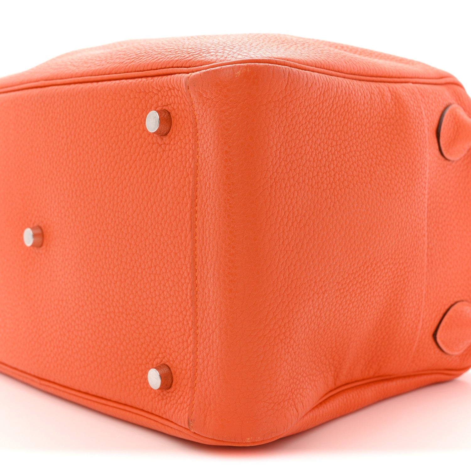 HERMES LINDY 34 ORANGE TAURILLON CLEMENCE SILVER HARDWARE