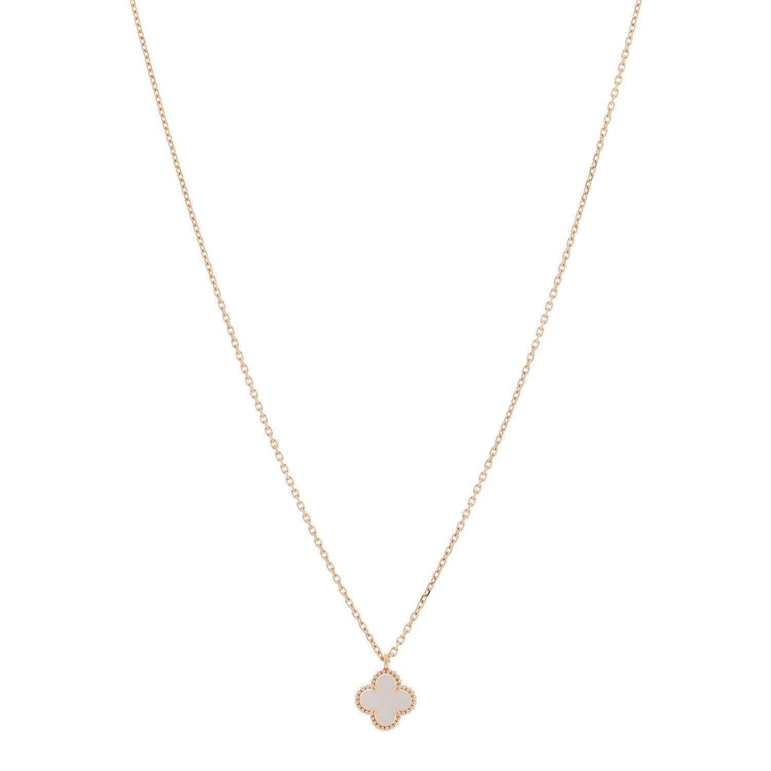 Van Cleef & Arpels 18K Yellow Gold Mother-of-Pearl Sweet Alhambra Pendant Necklace