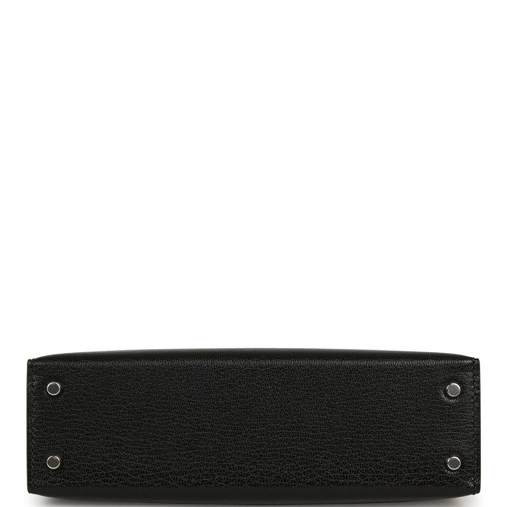 HERMES MINI KELLY 2 SELLIER 20 CLOUTE LIMITED EDITION BLACK BOX CALFSKIN SILVER HARDWARE