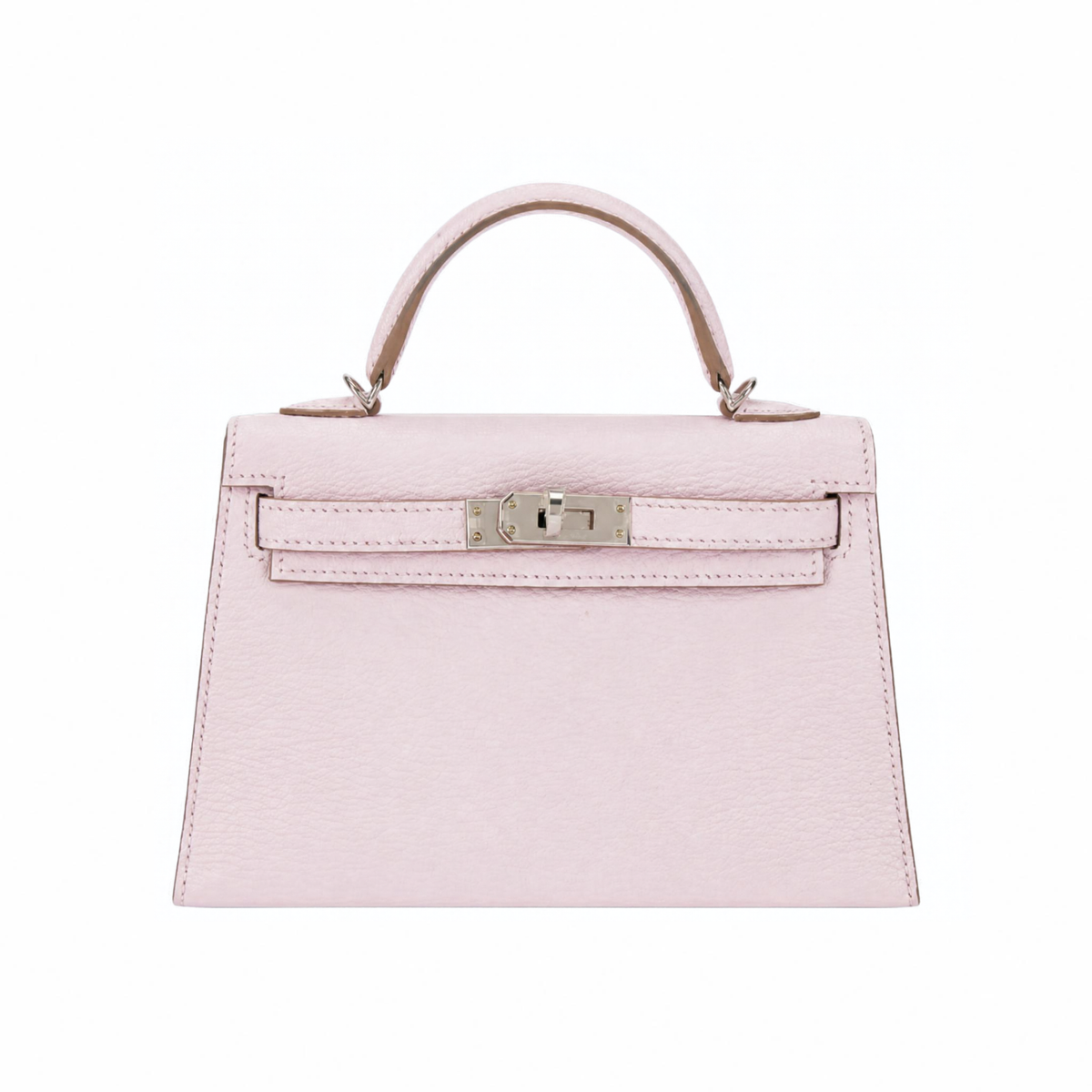 エルメス ミニケリー 20 外縫い モーヴペール シェーブル シルバー金具 HERMES MINI KELLY 20 SELLIER MAUVE PALE CHEVRE SILVER HARDWARE