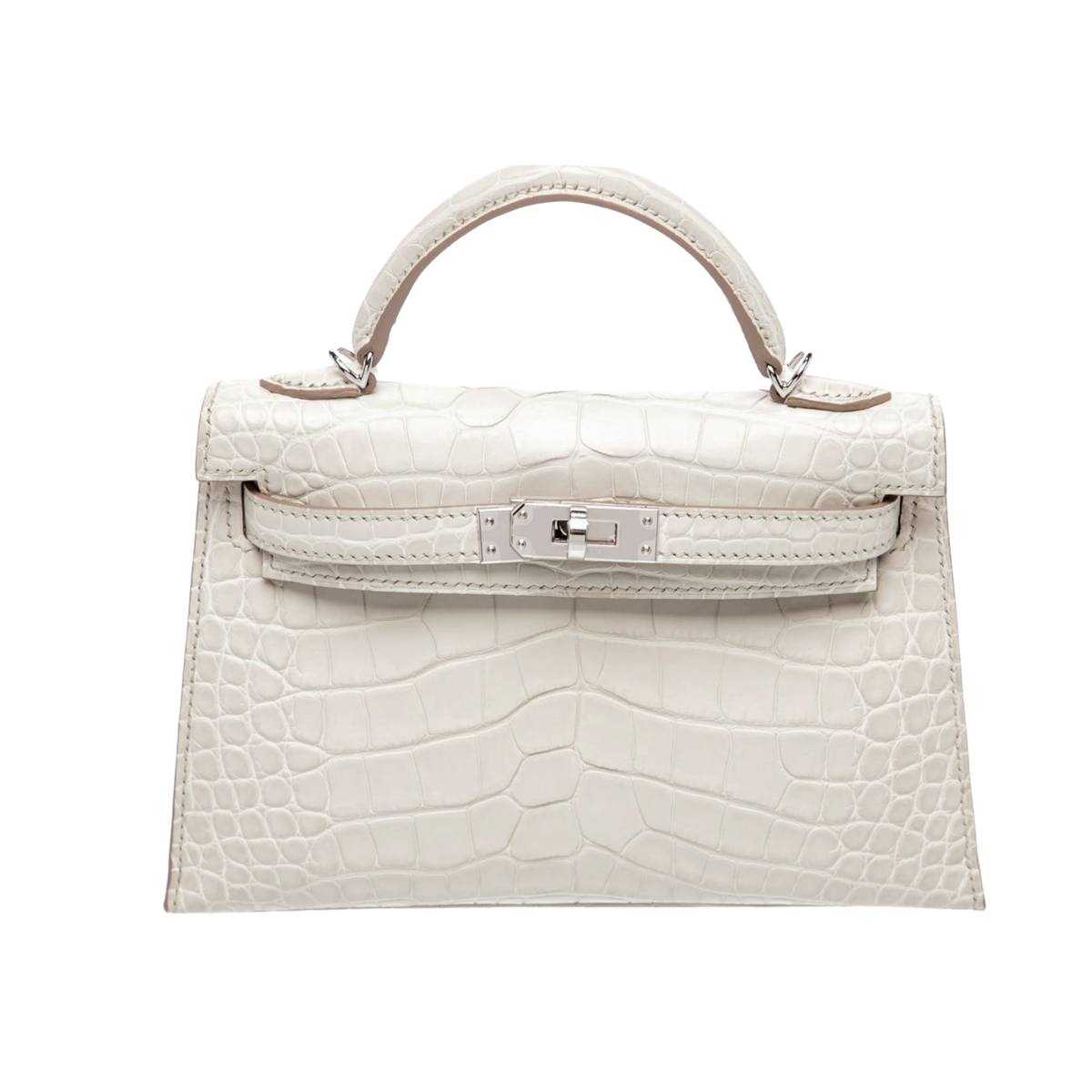 エルメス ミニケリー マットアリゲーター ケリーミニ2 ミニドゥ 外縫い ベトン シルバー金具 HERMES KELLY MINI 2 MATTE ALLIGATOR SELLIER 20 BETON SILVER HARDWARE