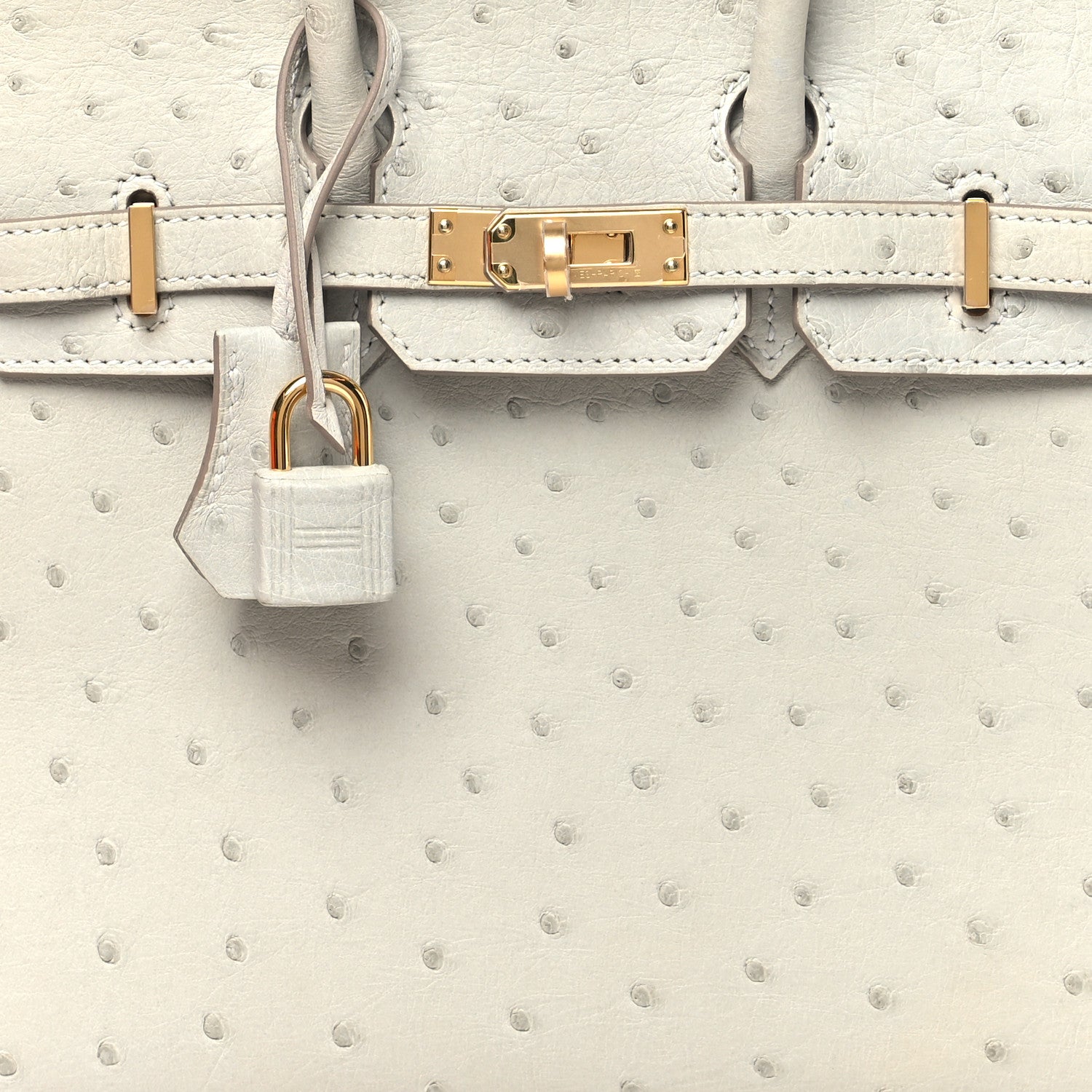 HERMES BIRKIN 25 SELLIER GRIS PERLE OSTRICH GOLD HARDWARE