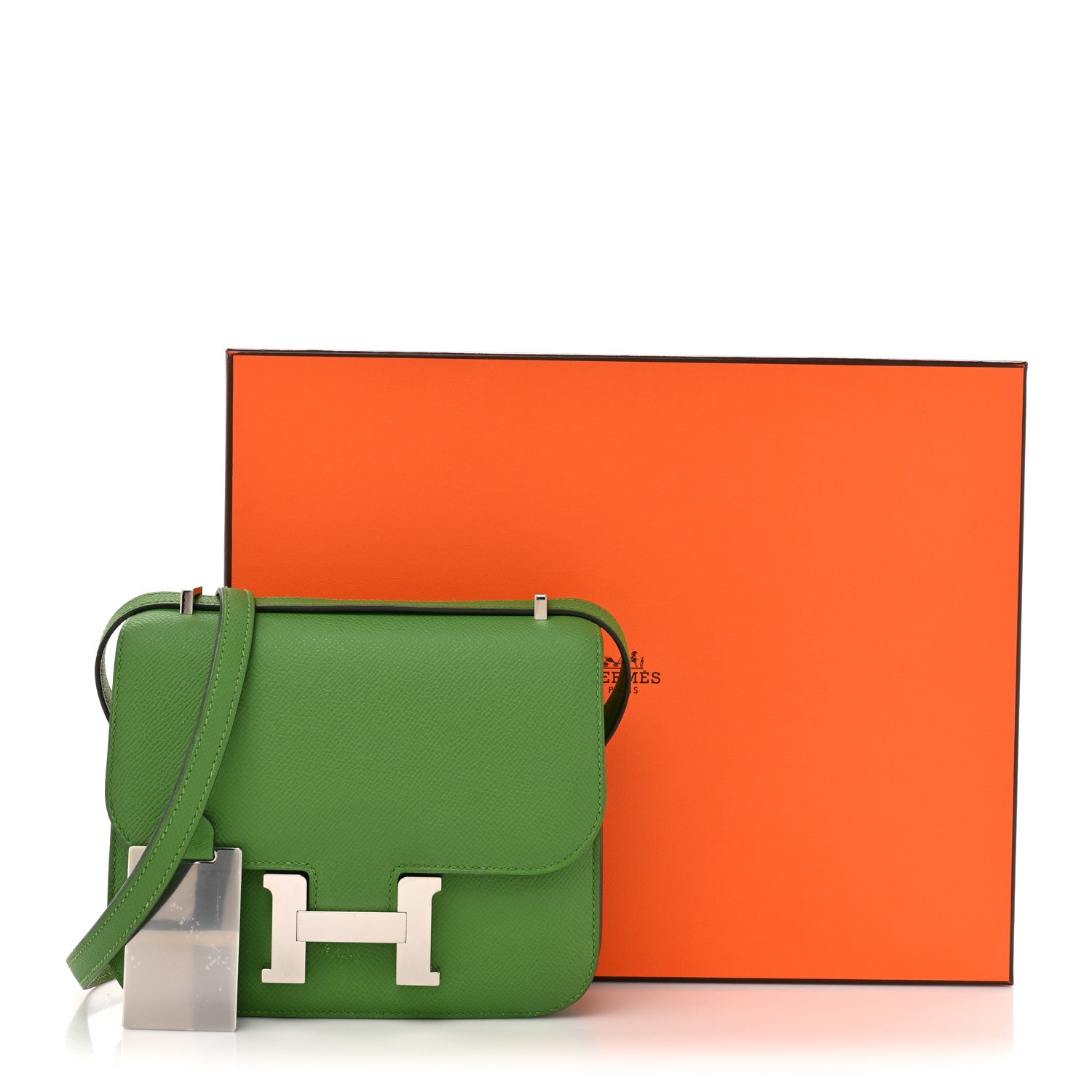 HERMES MINI CONSTANCE 18 VERT YUCCA EPSOM SILVER HARDWARE