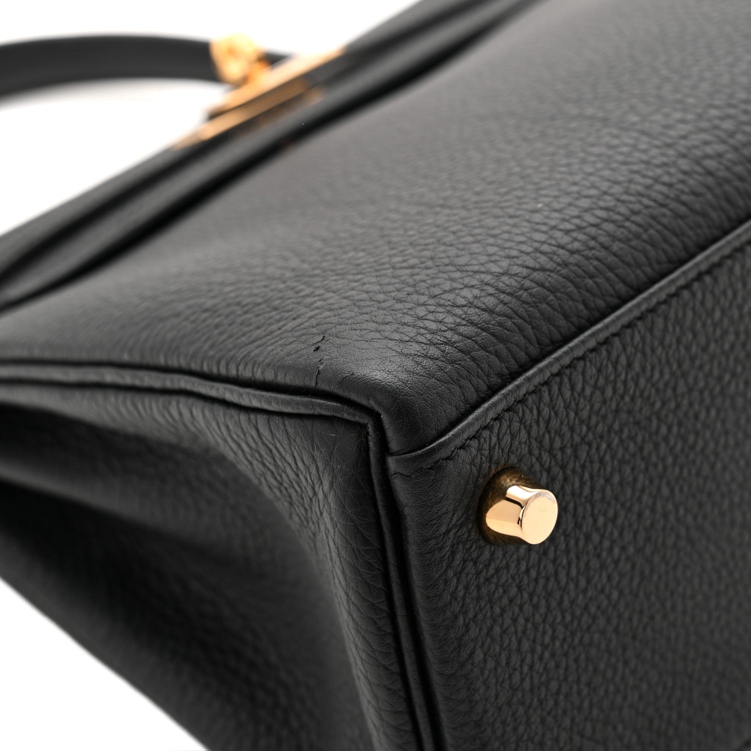 HERMES KELLY 25 RETOURNE BLACK TOGO GOLD HARDWARE