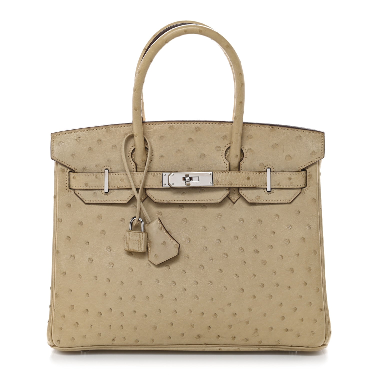 HERMES BIRKIN 30 PARCHEMIN OSTRICH SILVER HARDWARE