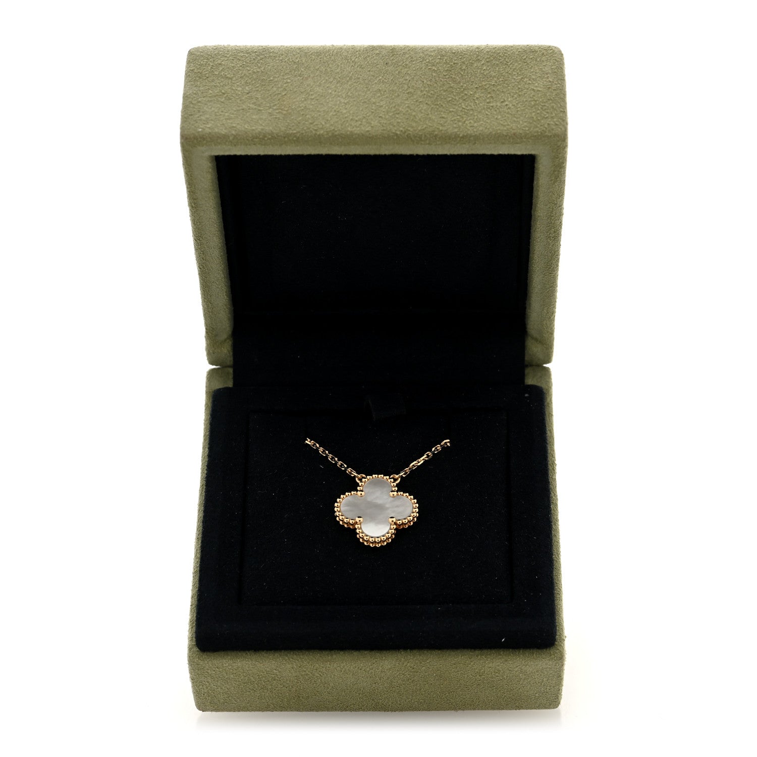 Van Cleef & Arpels 18K Yellow Gold Mother-of-Pearl Vintage Alhambra Pendant Necklace