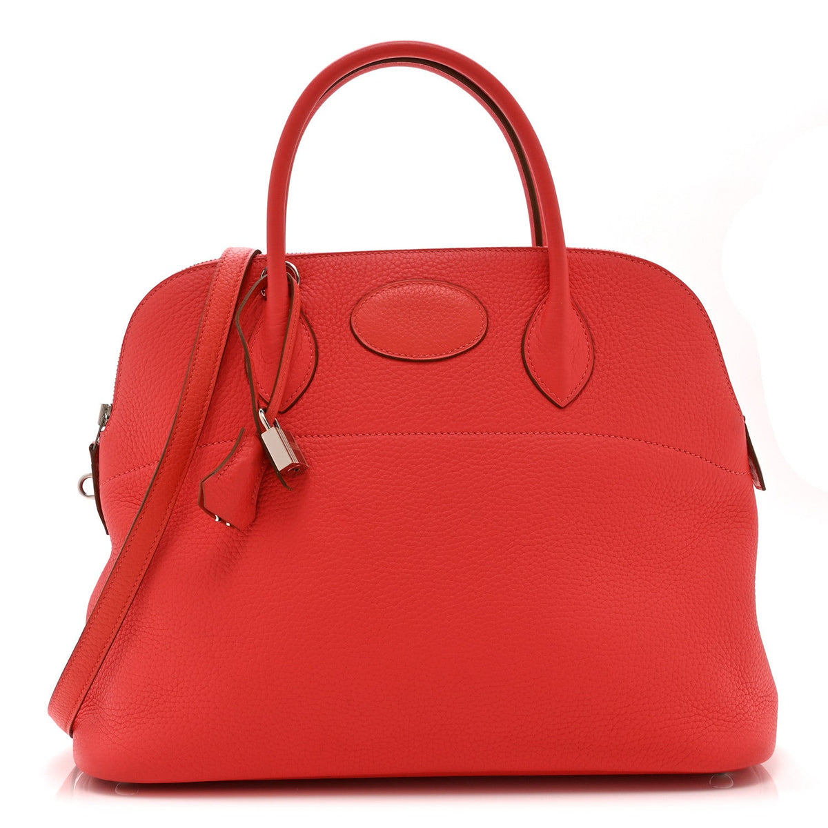 Hermès Bolide 35 Rouge Pivoine Taurillon Clemence Silver Hardware