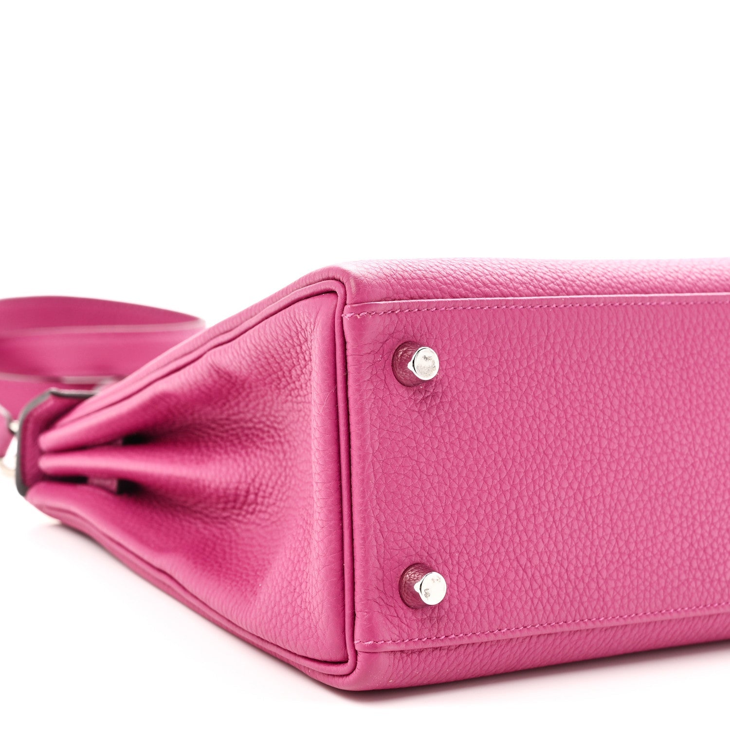 HERMES KELLY 25 RETOURNE ROSE POURPRE TOGO SILVER HARDWARE