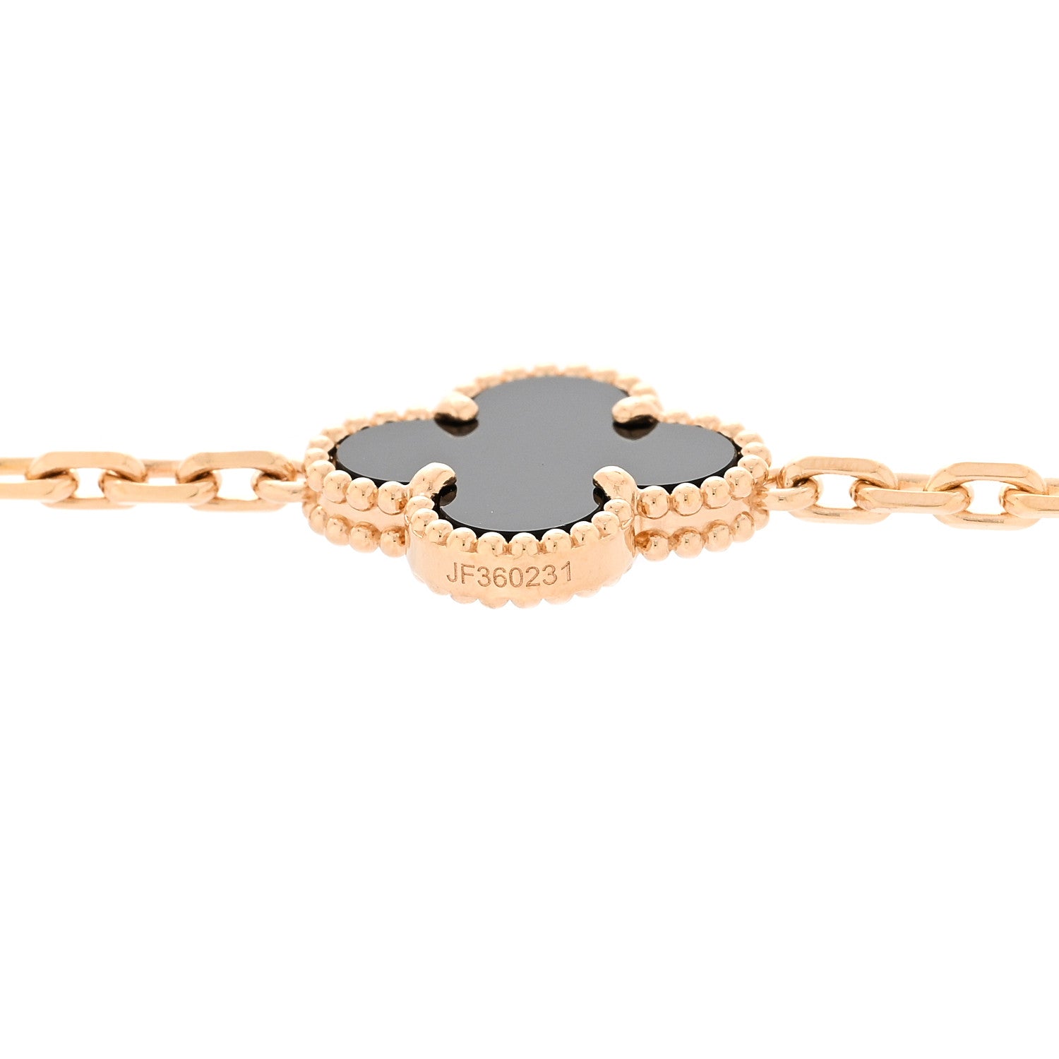 Van Cleef & Arpels 18K Yellow Gold Black Onyx 20 Motif Vintage Alhambra Necklace